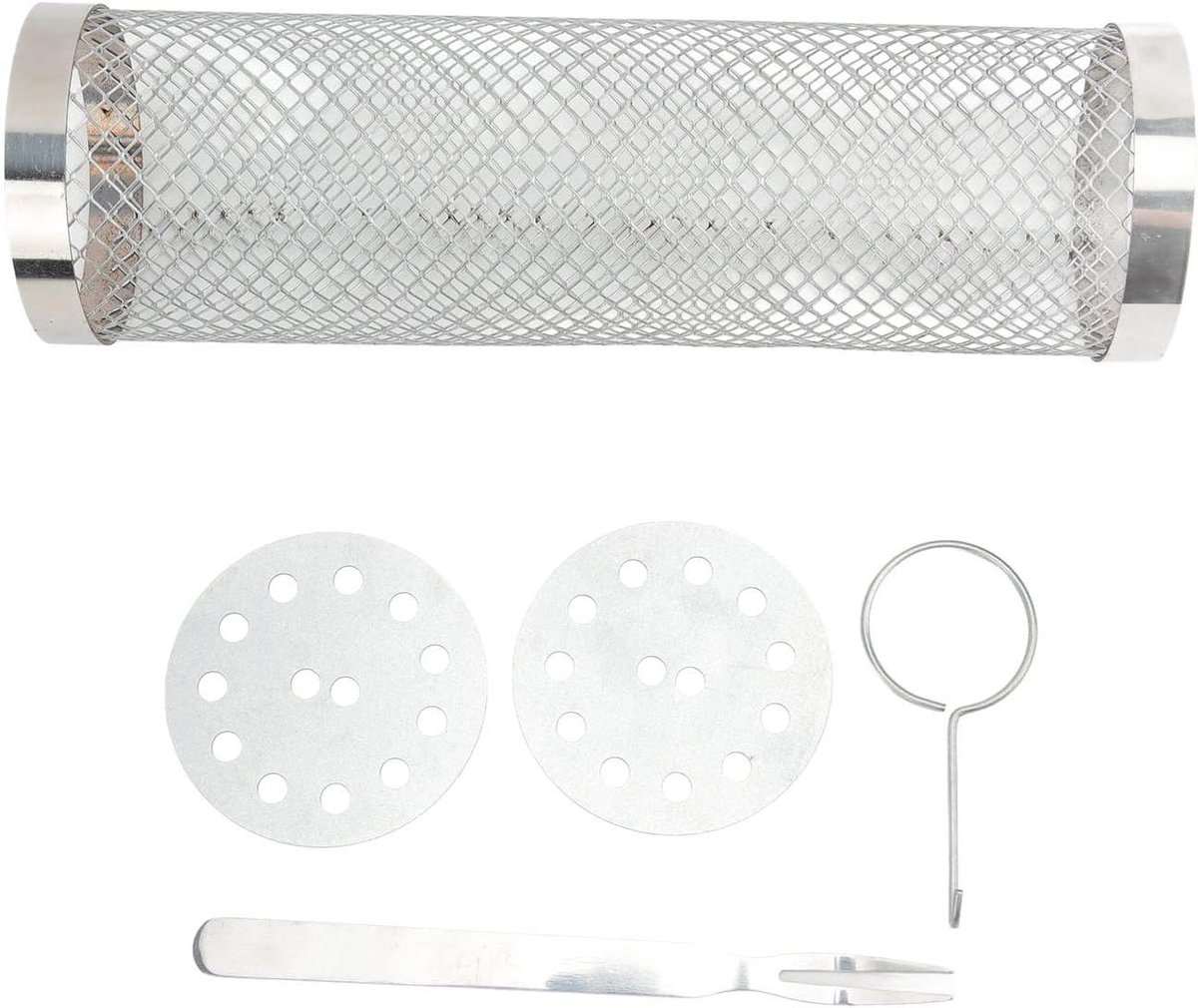 BBQ Mand Grill Cilinder Efficiënt Grillen Rolbaar Ontwerp 29.5 cm Zilver