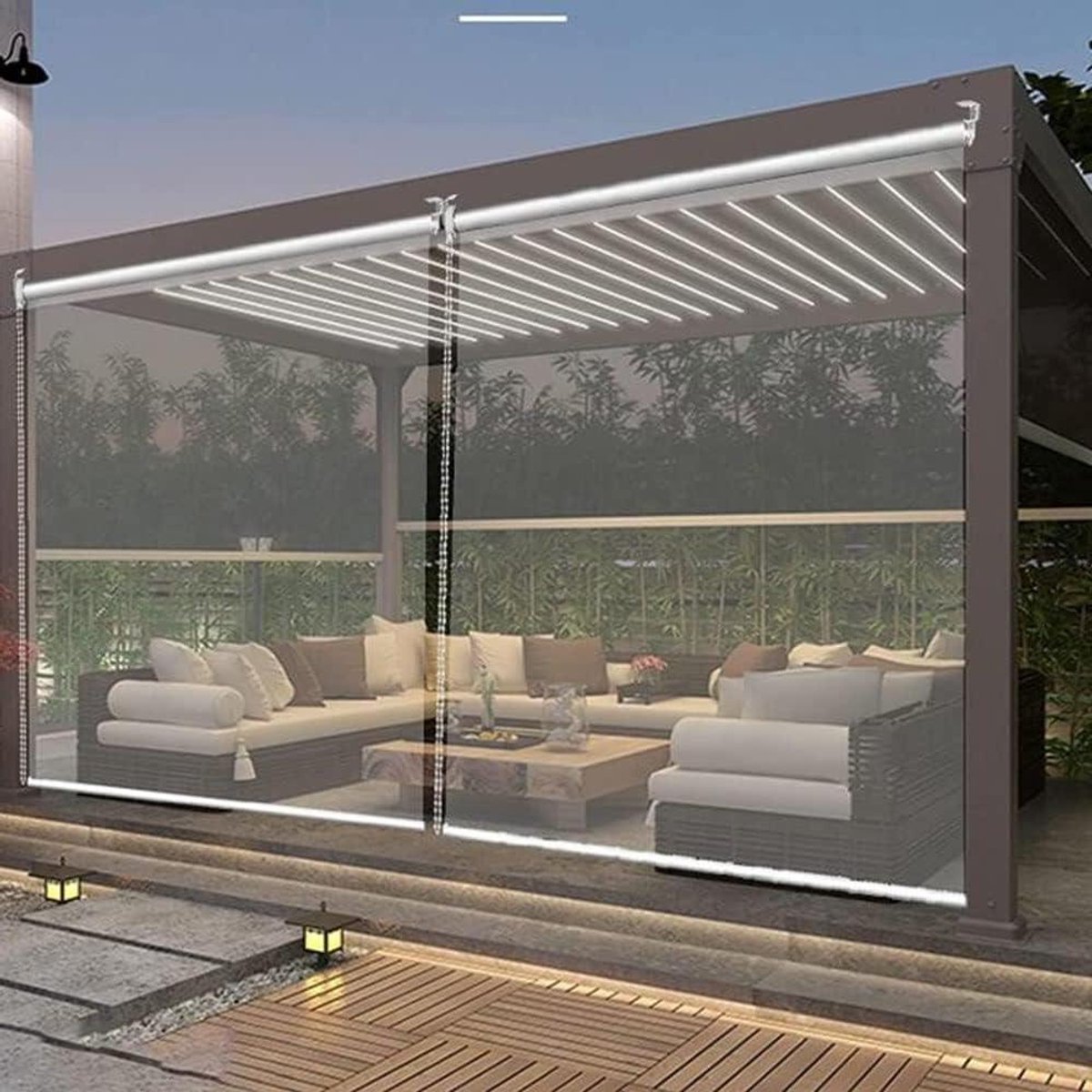 Rolgordijn Transparant - Pergola Gordijn - Buiten Beschermen - Waterdicht UV-bestendig - 1
