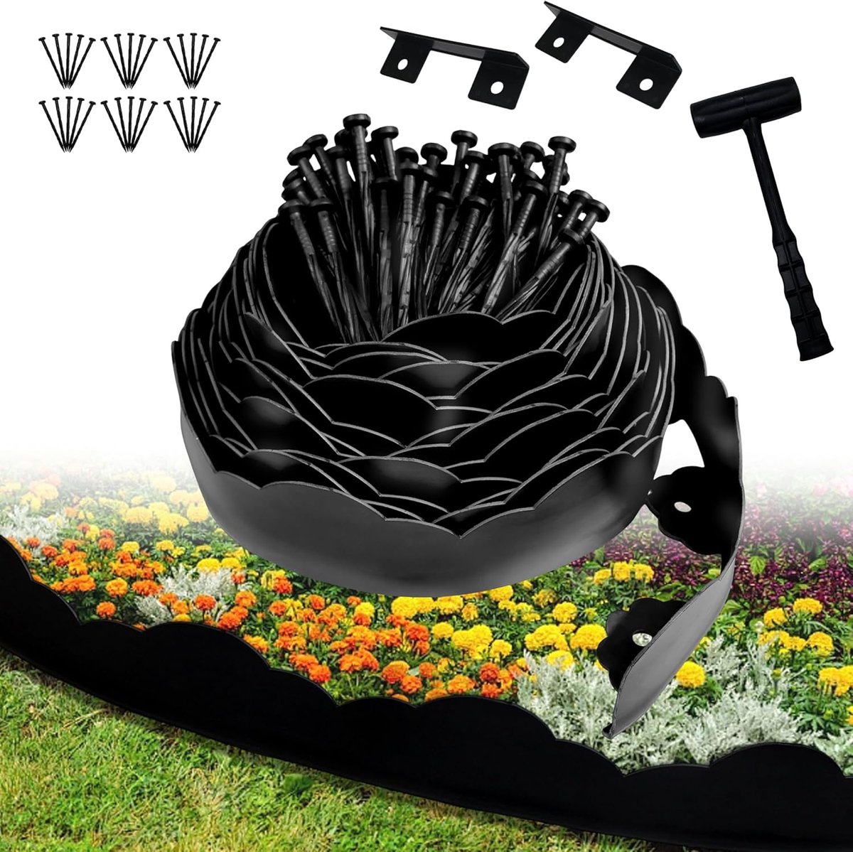 Flexibele Gazonrand - Kunststof Rand Bloembedomranding - Tuin Onderhoud - Onzichtbare Afscheiding - 10 meter x 7 cm - Zwart