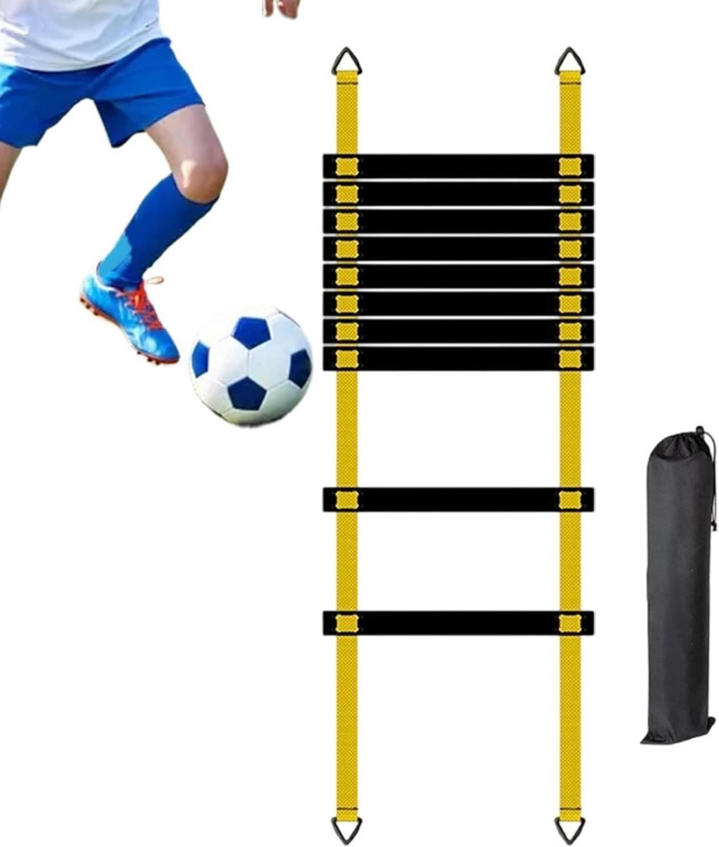Coördinatieladder Set - Trainingsladder Voetbal - Verbeter Snelheid - Inclusief Draagtas - 5 Meter Lengte - Geel