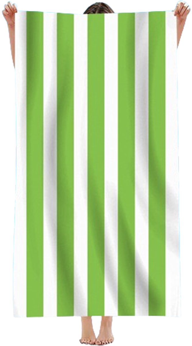 Oneay Set van 2 gestreepte grote strandhanddoeken, zwembadhanddoeken, badhanddoeken (groen, 75*150 cm) - Zacht, sneldrogend, lichtgewicht