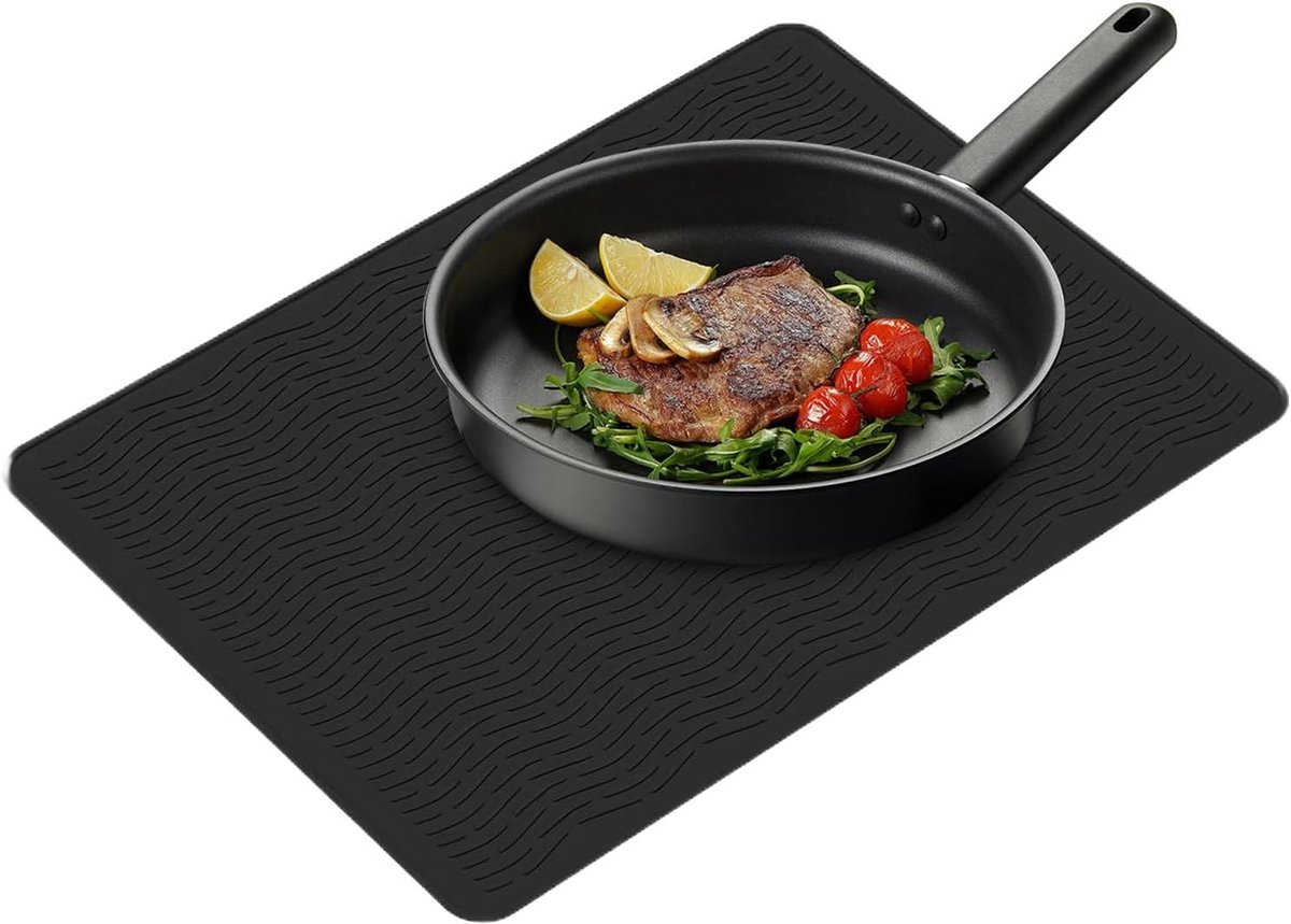 Fornuis Afdekplaat - Kookplaat Beschermer - Keuken Organisatie - Hittebestendig Siliconen - 70x50 cm - Zwart