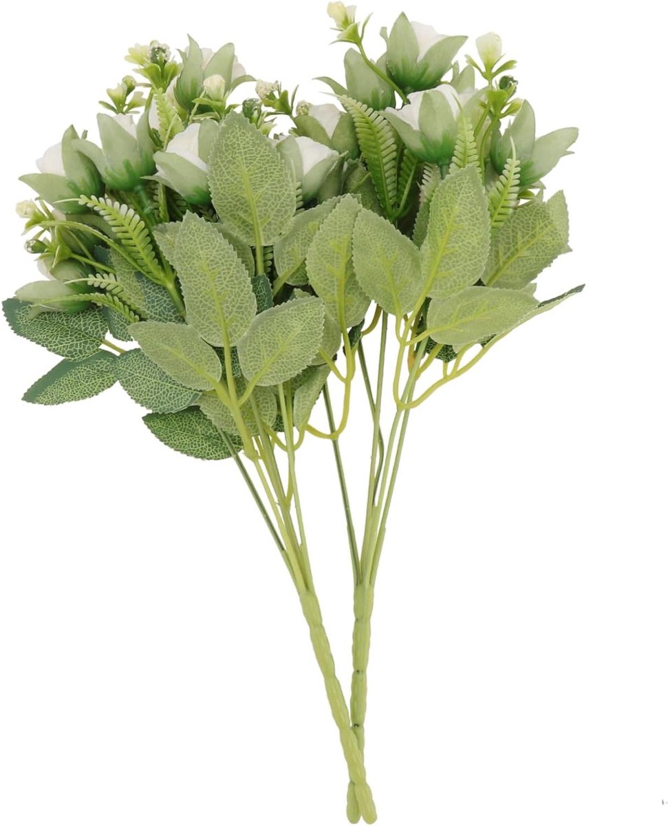 Nep Bloem Boeket - Zijden Rozen - Huis Decoratie - Levensecht Uiterlijk - 15x15x8 cm - Wit