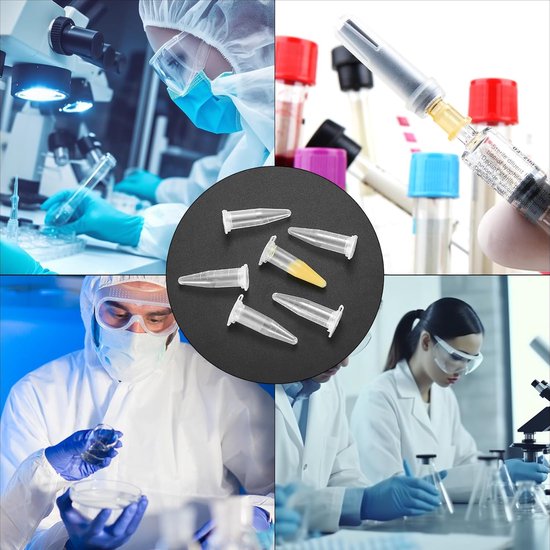 Reactievaten - Centrifugebuisjes - Laboratorium Werk - Dubbele Sluiting - 210 Stuks - Transparant — afbeelding 5