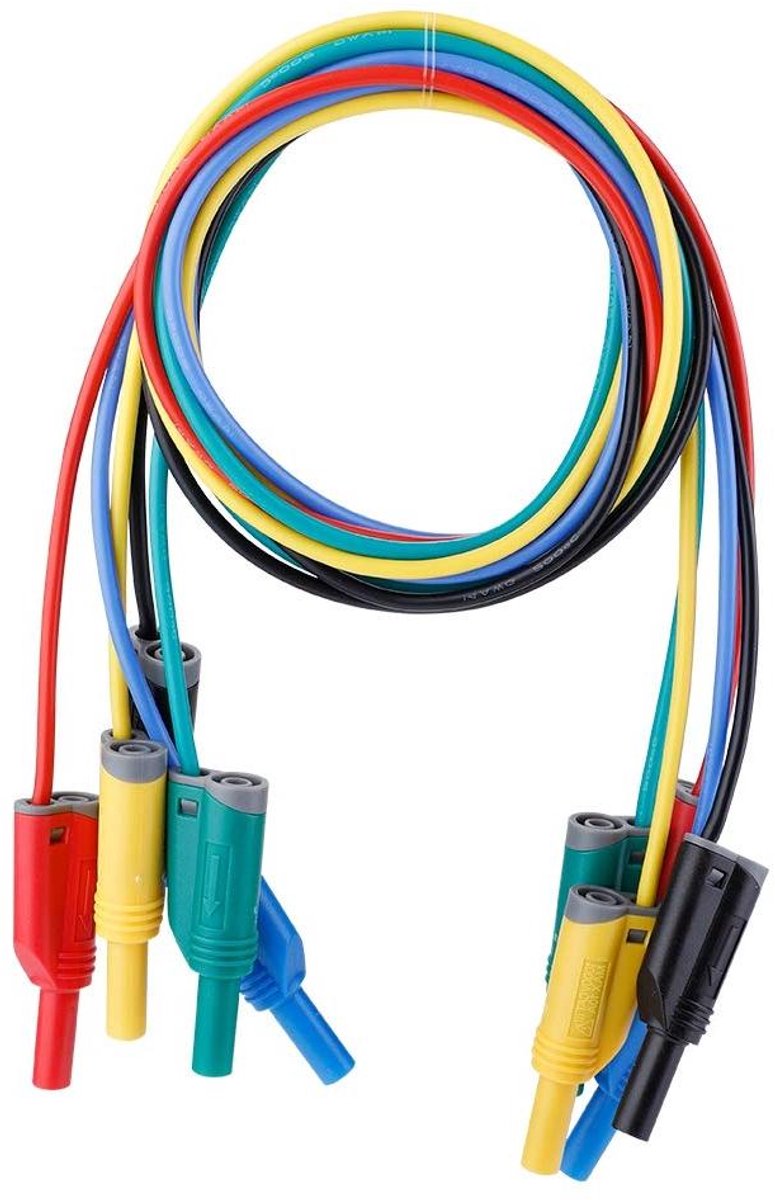 Meetkabels Set - Testkabels Multimeter - Elektrisch Testen - Veilig Siliconen - 5 Stuks 1 Meter - Multicolor
