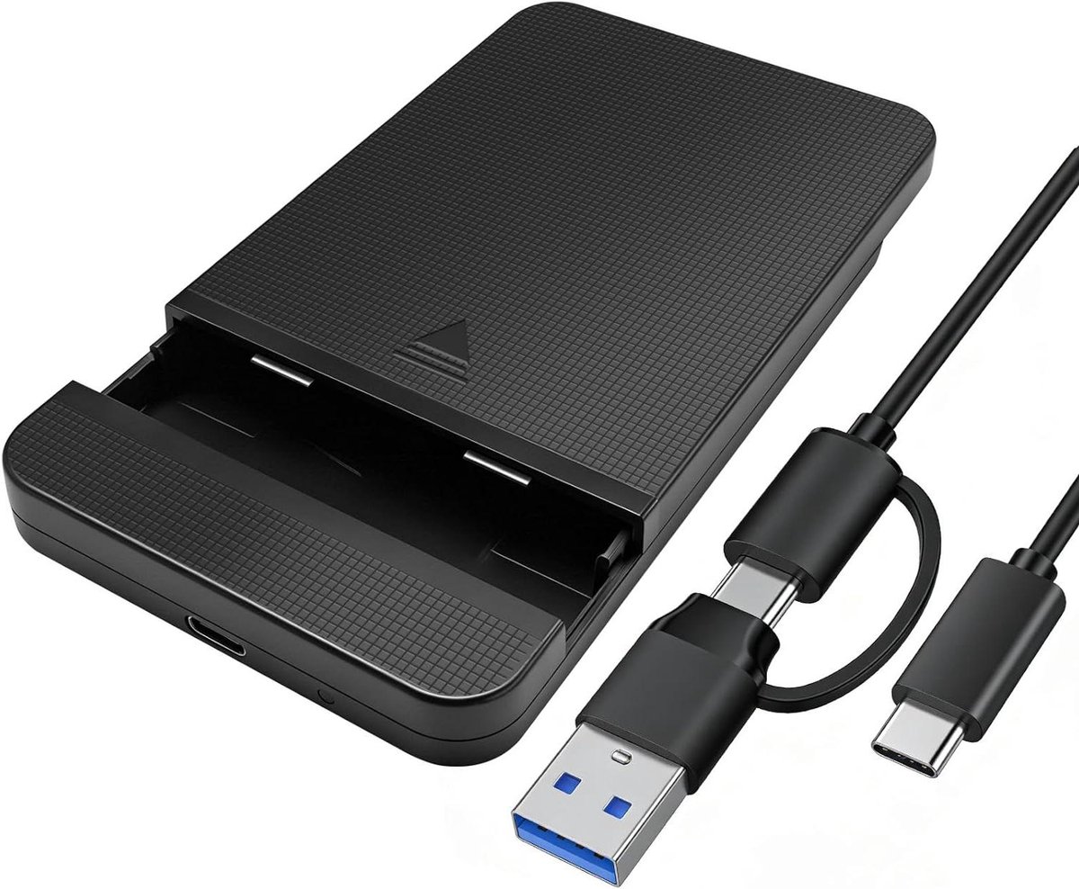 Harde schijf behuizing - Externe opslag - Data overzetten - Snelle USB C - 25 inch - Zwart