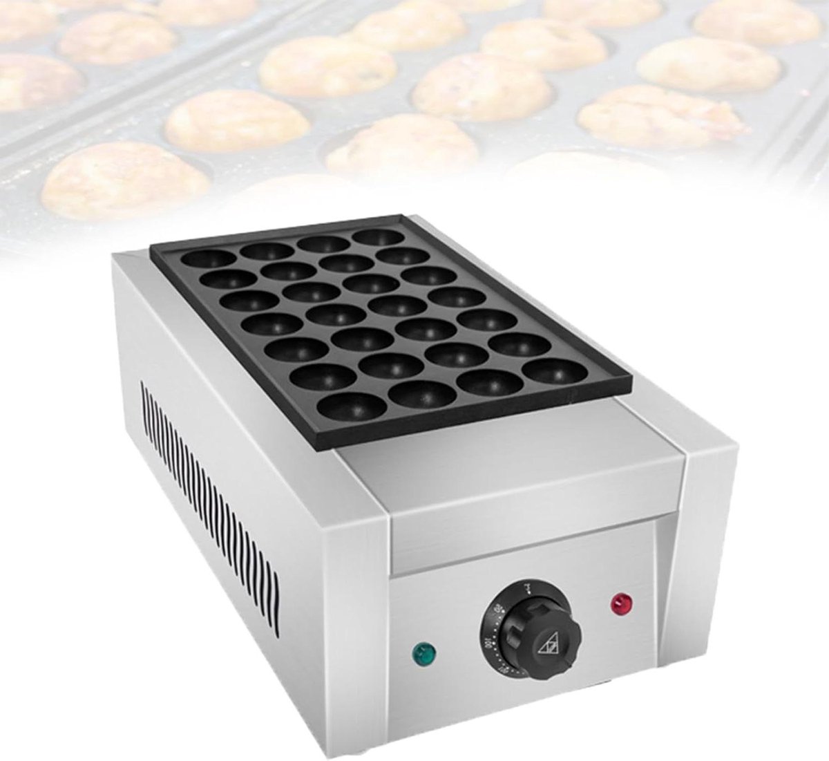 Poffertjesapparaat Professioneel - Mini Pancake Maker - Zoete Gebakjes Maken - Instelbare Temperatuur - 52x30x20 cm - Zilver