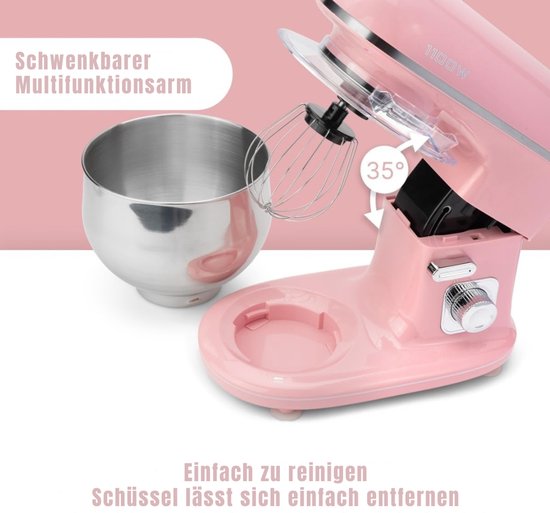 AHD® Mixer met mengkom - Mixer - Mixer met mengkom keukenmachine - Roze - 21cm x 35cm x 32cm; 4.5kg van Ahd — afbeelding 3