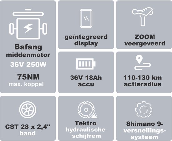 TTGO Elektrische Mountainbike 27.5 Inch- Tot 120 km Actieradius - Bafang 250W Middenmotor - 75Nm Koppel - 36V 18Ah Accu - Shimano 9 Versnellingen - Hydraulische Schijfremmen - Aluminium Frame - Bruin — afbeelding 3