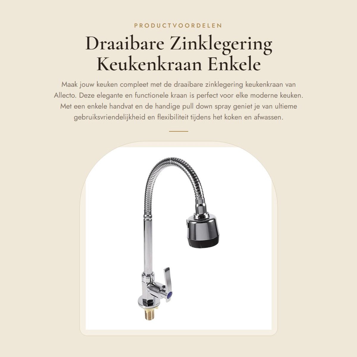 Dailygoods- Keukenkraan Draaibaar - Zinklegering - Enkele Handvat - Pull Down Spray - Hoogwaardige Kwaliteit - 100% Gloednieuw - Kraan