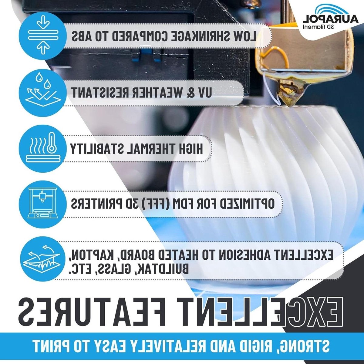3D Printer Filament - ASA Materiaal - Modelbouw Buiten - UV- en Weerbestendig - 850g 1.75mm - Helder Oranje