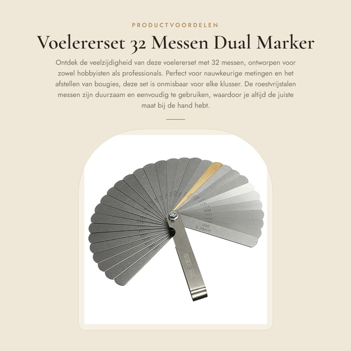 Dailygoods- Voelererset 32 Messen - Roestvrij Staal - Voelerstekers - Bougies - Gap-Gereedschap - Dubbel Gemarkeerd Metrisch/Imperiaal - Gap Gauge