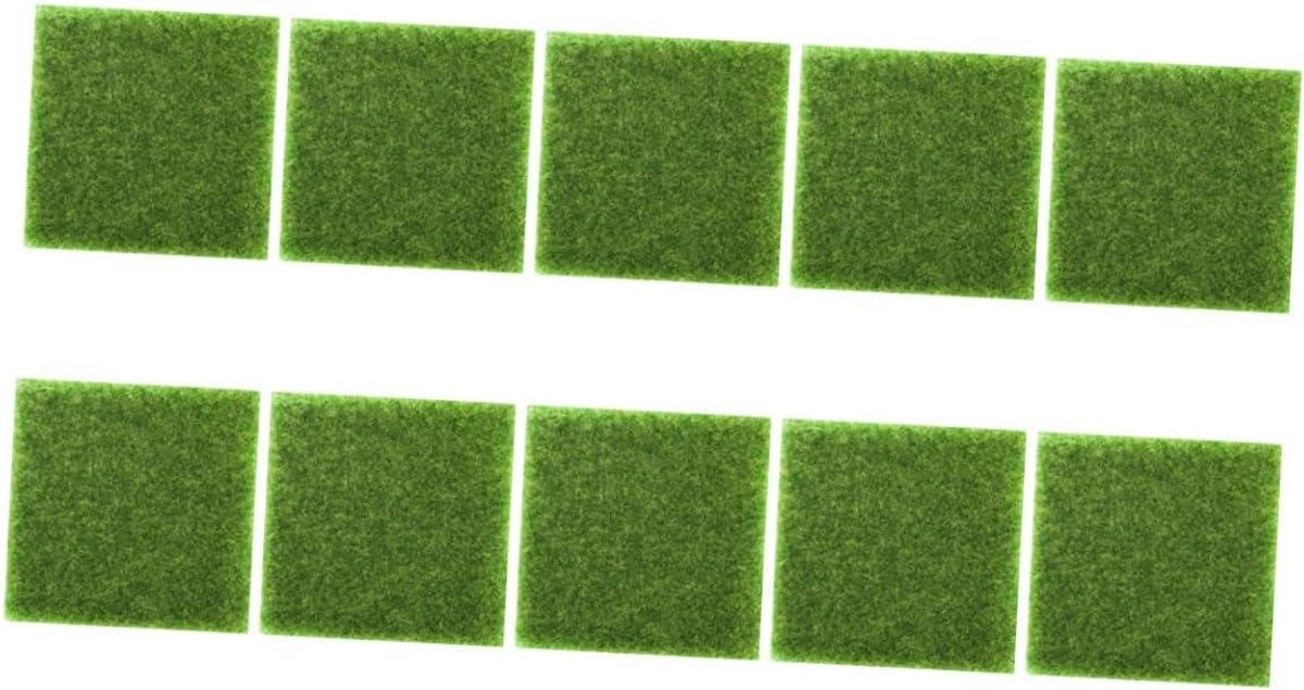 Kunstgras Matten - Nepmos Tapijt - Tuin Decoratie - Realistisch Uiterlijk - 20 Stuks 15x15 cm - Groen
