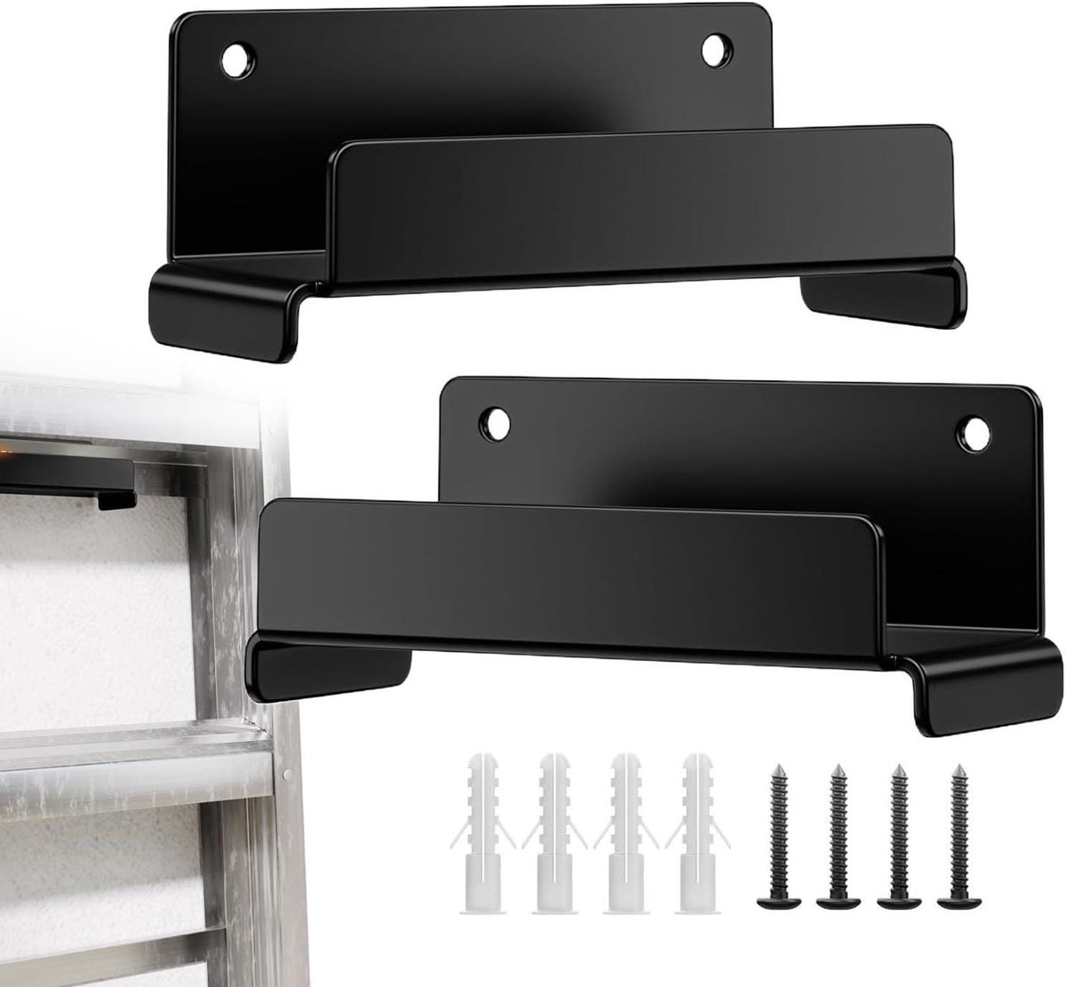 Générique Ladder Wall Mount Space – Saving Steel Organizer Kit, Opslag Hooks Garage Organization, Concrete Houten Stoel Meubelgereedschap | Concrete Wood Chair Furniture Tool Home Shed Studio Basement