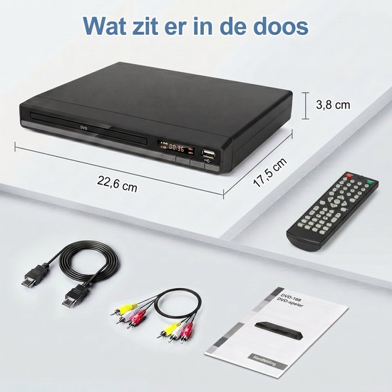 SHANNA DVD Speler met HDMI & AV Uitgang - Full HD Upscaling - 1080p - Regiovrij - Met Onderbroken Afspeelgeheugen - Inclusief Afstandsbediening - DVD en CD Speler - USB Ondersteuning — afbeelding 4