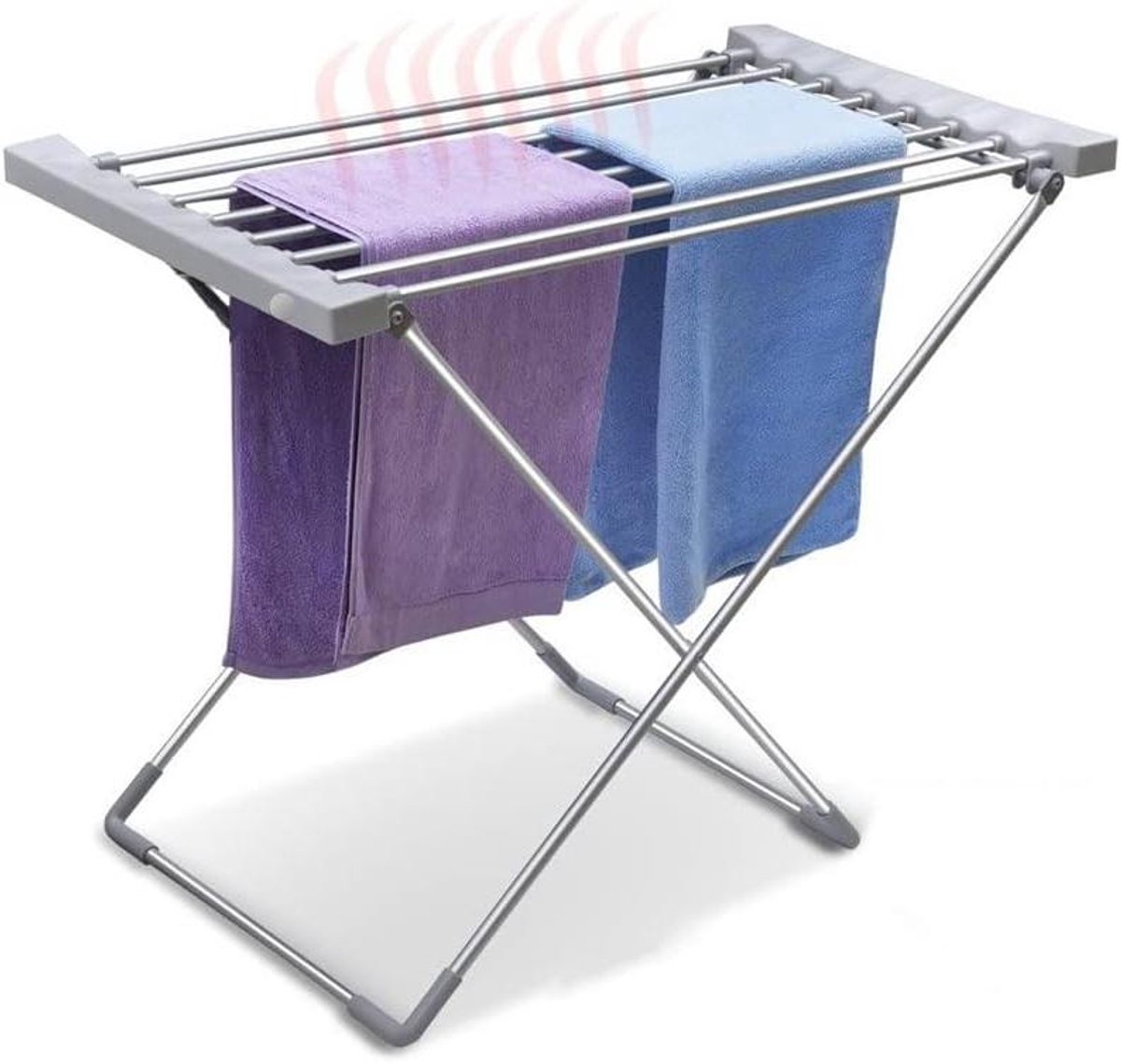 Elektrisch Droogrek Kledingdroger Verwarmd Snel Was Drogen Aluminium Vliegtuigkwaliteit 95x50x74 cm Zilver