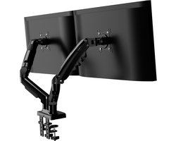 Dubbele Monitor Arm - Gasveer Arm - Ergonomisch Werken - 360 Graden Rotatie - 19 tot 32 Inch - Zwart
