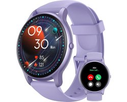 Ronde Smartwatch – Fitness Horloge – Gezondheid Monitoren – Bluetooth Bellen – 1.32 Inch HD Scherm – Paars
