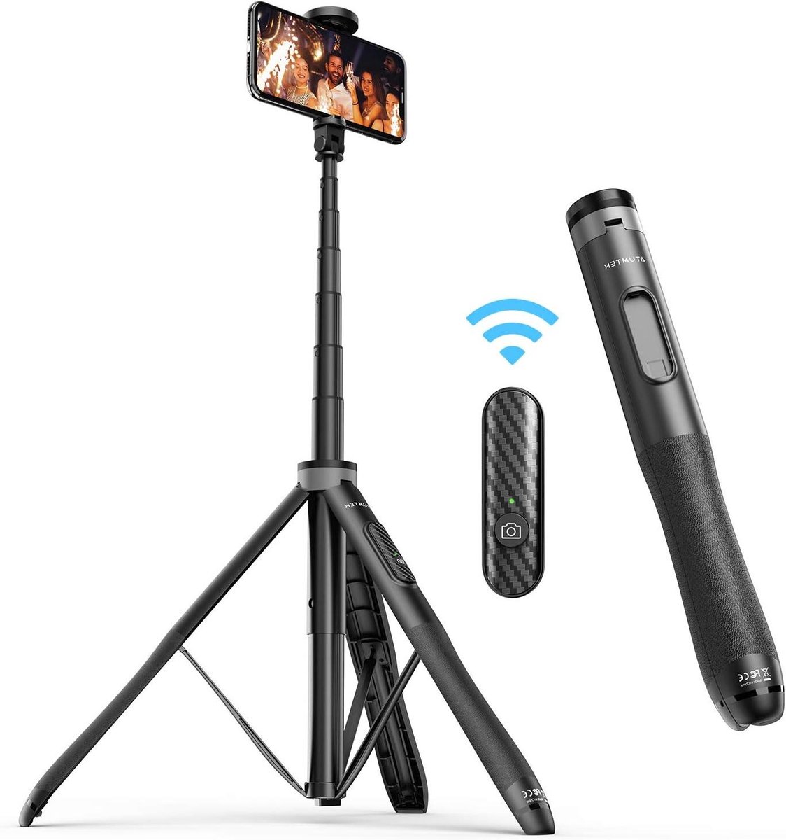 Selfie Stick - Tripod Statief - Foto's Maken - Extra Lange Uitschuifbaar - Tot 130 cm - Zwart