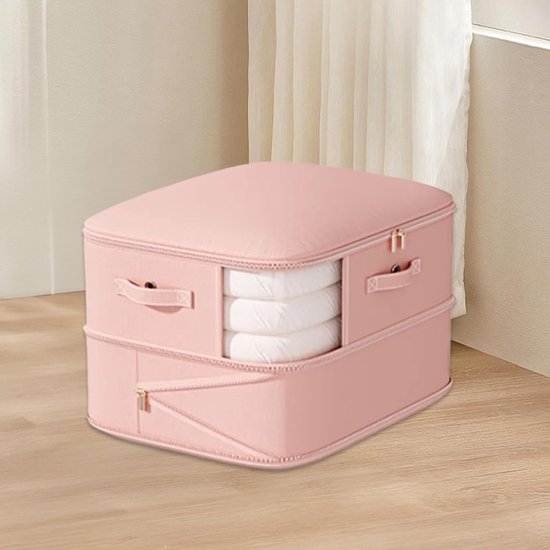 Compressie Opbergzakken - Vacuüm Organizer - Ruimte Besparen - Dubbellaags Compressie - 20L x 10B x 5H cm - Roze — afbeelding 2