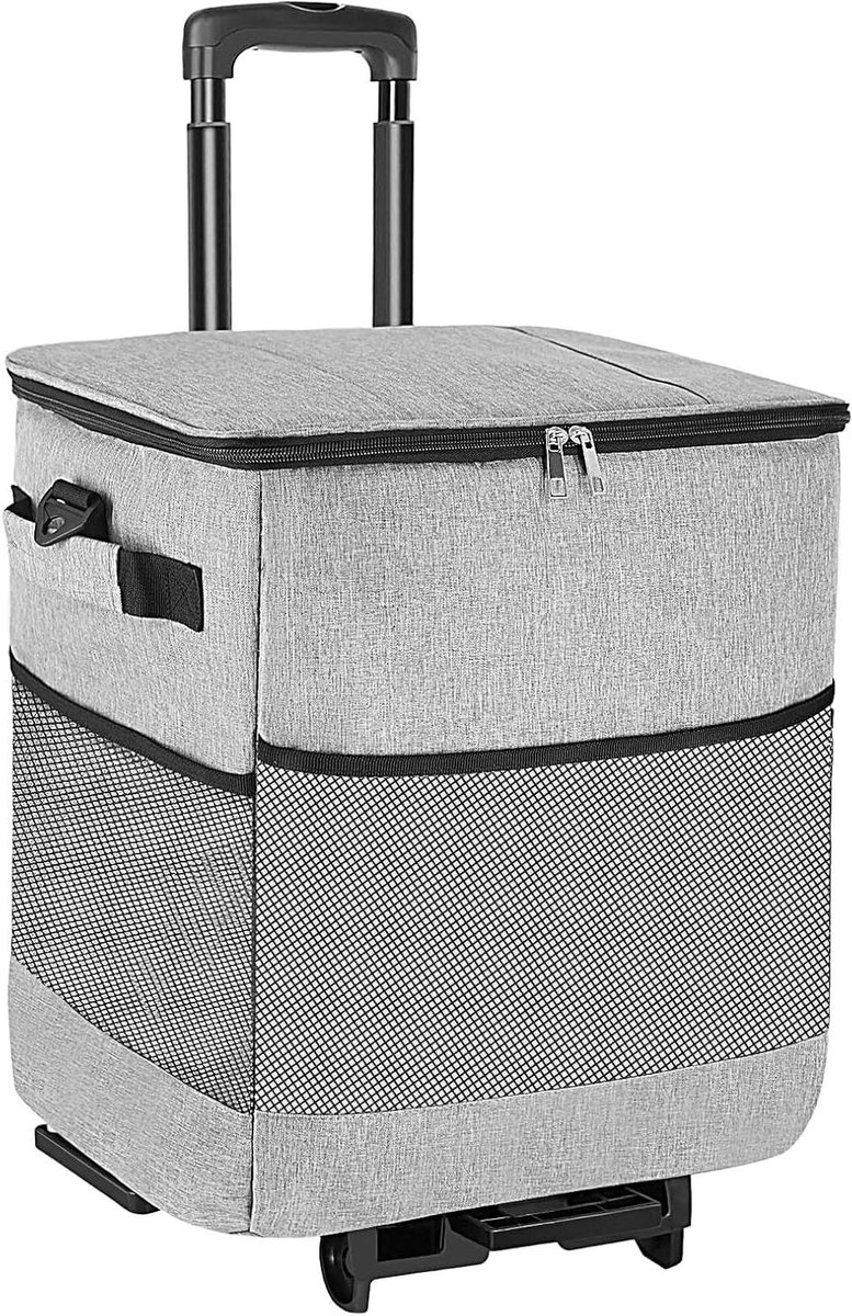 Geïsoleerde Opbergbox - Koelbox met wielen - Outdoor avonturen - Waterdicht en herbruikbaar - 35L Capaciteit - Grijs