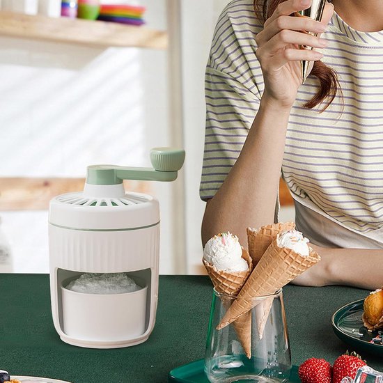 Handmatige IJsmaker - IJscrusher Machine - Desserts Maken - Compact Draagbaar - 13.6 cm Diameter - Groen — afbeelding 3