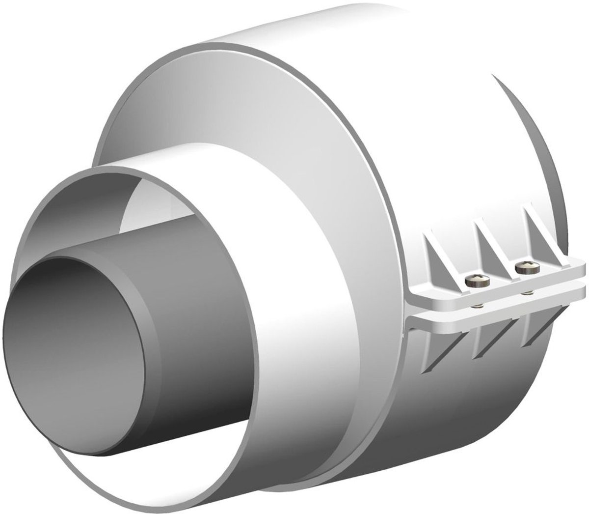 ATEC Verlengstuk DN60/100 naar DN80/125 excentrisch RVS wit gecoat, 711798