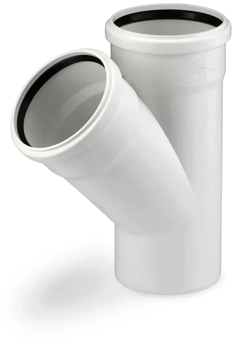 REHAU RAUPIANO PLUS Enkelvoudige aftakking DN 125/125, 45 graden, 11205841001