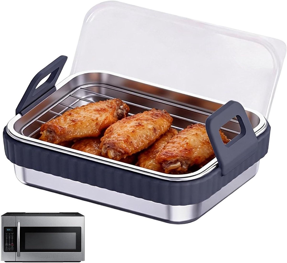 Airfryer Bakblik - Airfryer Mand - Krokant Bakken - Antiaanbaklaag - 20x15x5.5cm - Grijs