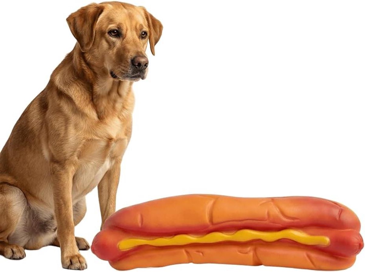 Hondenspeelgoed Hamburger - Kauwspeelgoed Hond Bijtring Hond - Interactief Spelen - Met Pieper en Tandverzorging
