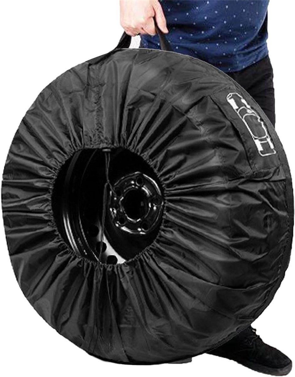 Reservewielhoes - Bandenopbergtas - Seizoensgebonden Opslag - Robuust Polyester Materiaal - 27 x 25 x 4 cm - Zwart/Bruin