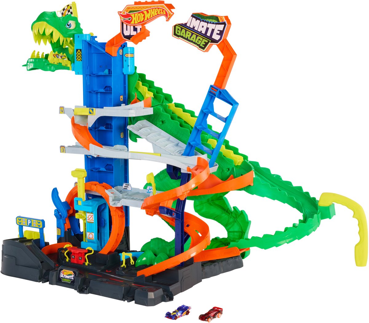 Hot Wheels City Ultieme T-Rex Garage - met 2 speelgoedauto's en opbergruimte voor meer dan 50 auto's — afbeelding 5