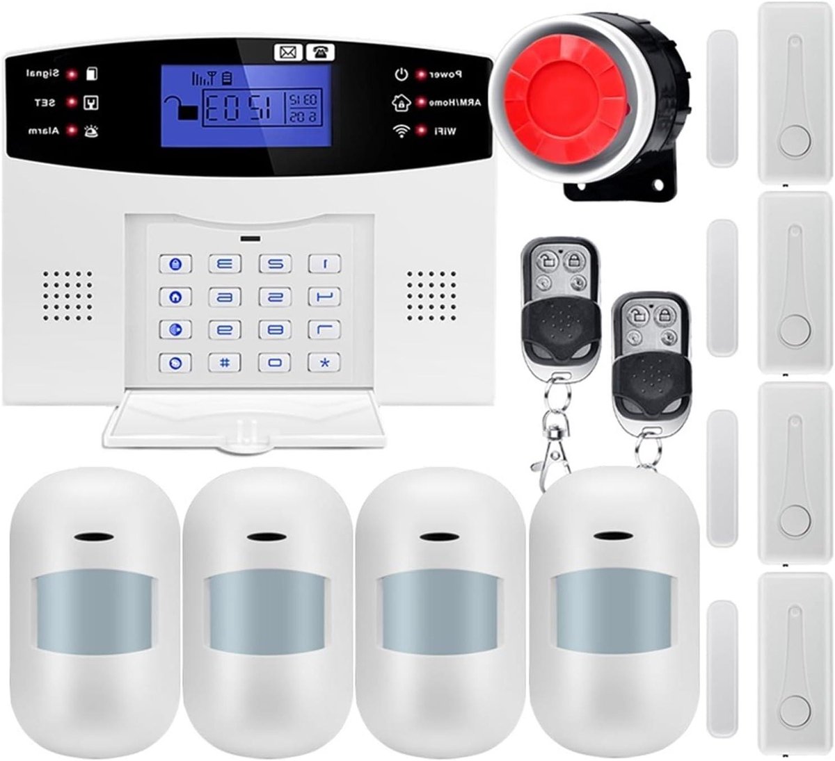 Draadloos Alarmsysteem - Veiligheidssysteem Huis - Beveiliging Thuis - 99 Zones Draadloos - 120DB Sirene - Wit