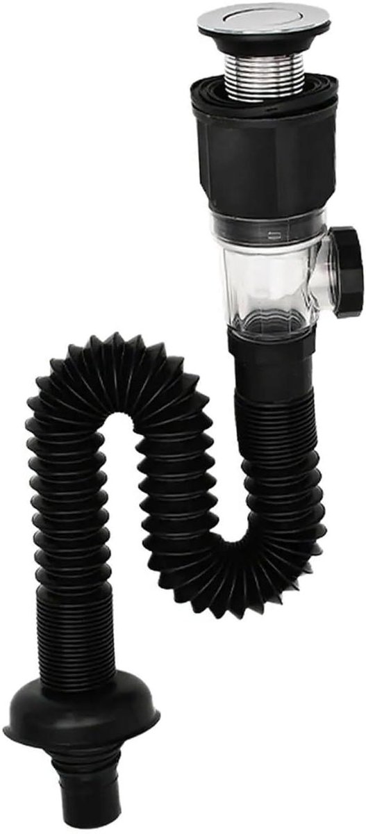 Wastafel Afvoer - Gootsteen Rioolbuis - Keuken Sanitair - Verstelbaar Ontwerp - 80 cm - Grijs