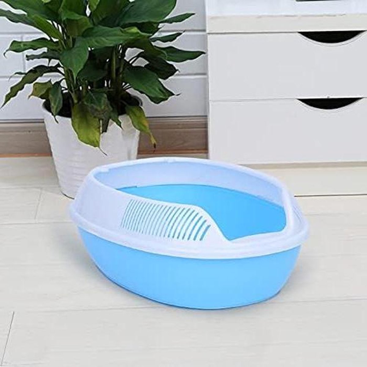 Kattenbak - Katten toilet - Hygiënisch verblijf - Halfgesloten ontwerp - 37x27x12.5cm - Blauw