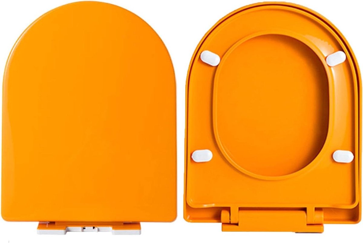 WC-bril D-vorm - Toiletdeksel - Badkamer Vernieuwen - Softclose Mechanisme - 360 x 445 mm - Oranje