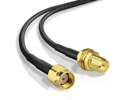 Superbat RP-SMA stekker naar RP-SMA bus RG174 kabel WLAN antenne verlengkabel 2 m voor draadloze Mini PCI Express PCIE netwerkkaart USB WiFi Adapter WiFi Router Booster IP camera