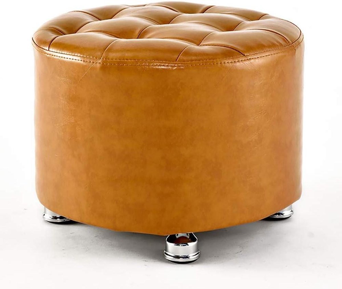 Ronde voetenbank Ottomaanse poef met kunstleer draagbare make-up stoel voor lage poef sofa 40x30cm stijlvolle voetensteun kruk