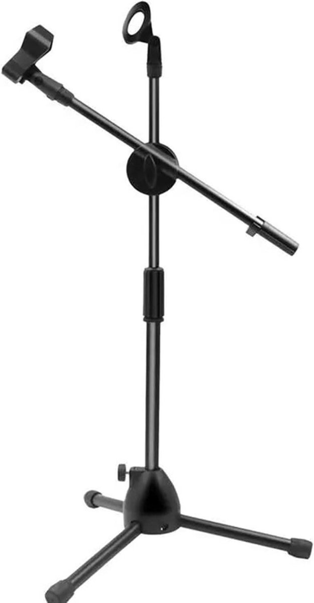 Microfoon Stand - Opvouwbaar Statief - Opnames Maken - Verstelbare Hoogte - 47-80cm - Zwart