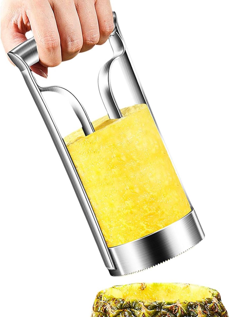 Fruit snijder - Ananas tool - Keuken voorbereiding - Geïntegreerde functionaliteit - Groot formaat - Zilverkleurig