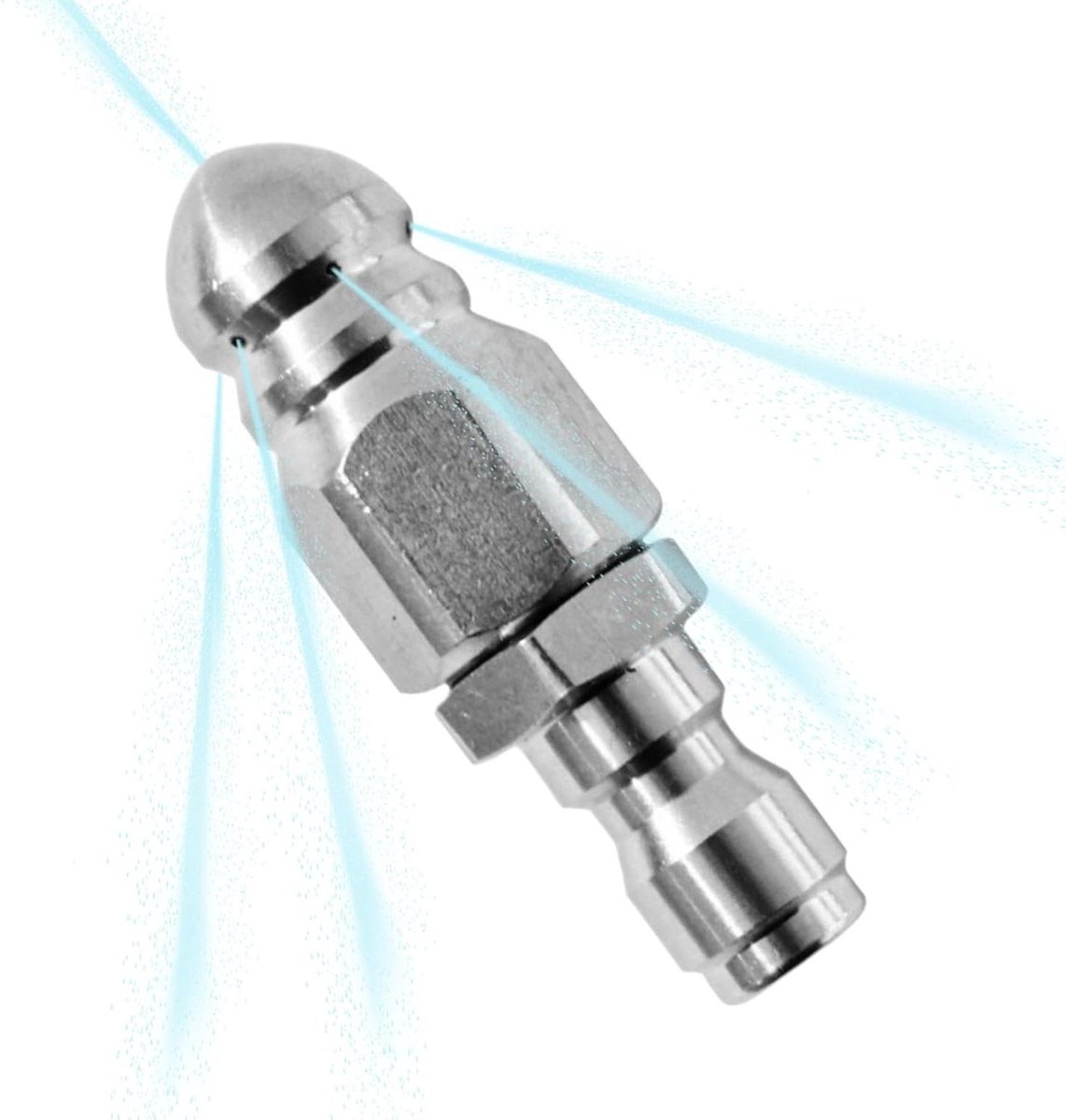 Rioolreinigingsmondstuk - Afvoer Ontstopper - Verstopping Verwijderen - Roestvrij Staal - 1/4 Inch - Zilver