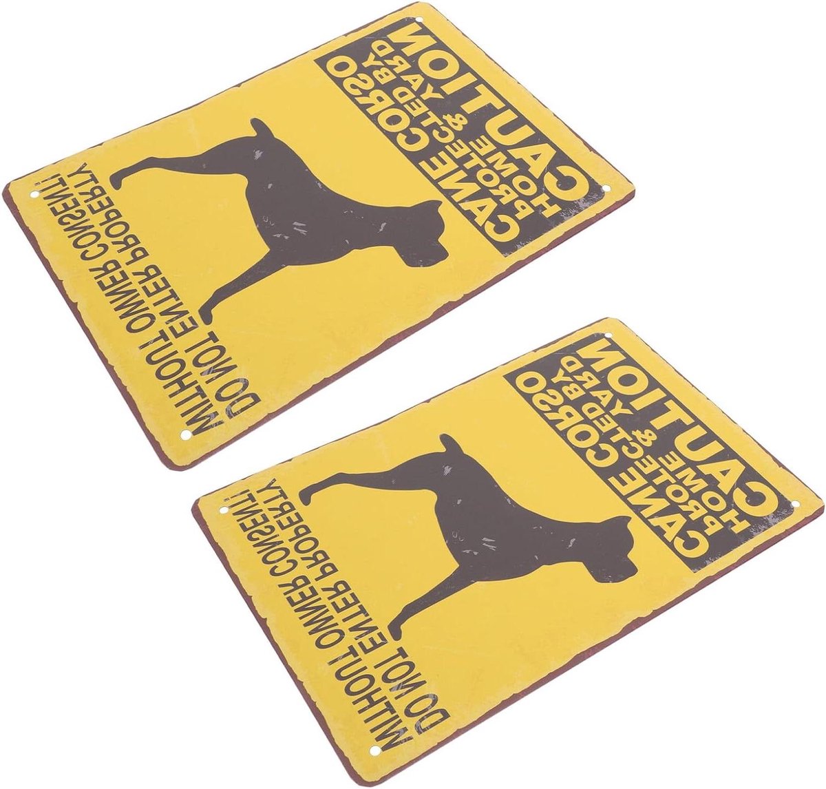 Waarschuwingsbord Hond - Hondenbord Hekbord - Tuin Afbakenen - Weerbestendig Ijzer - 30x20cm - Geel Zwart