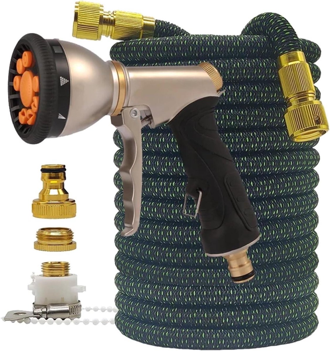 Tuinslang - Flexibele slang - Buiten water geven - Compact opbergbaar - 1 meter - Zwart