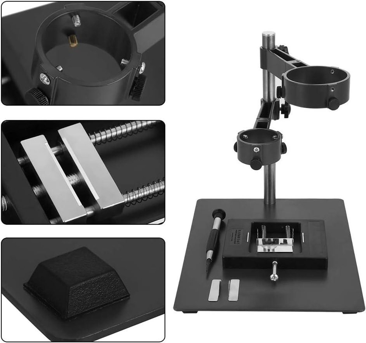 Hittepistool Stand - Werkbank Houder - Precisie Reparatie - Verstelbare Klem - 25 x 20 x 23 cm - Zwart