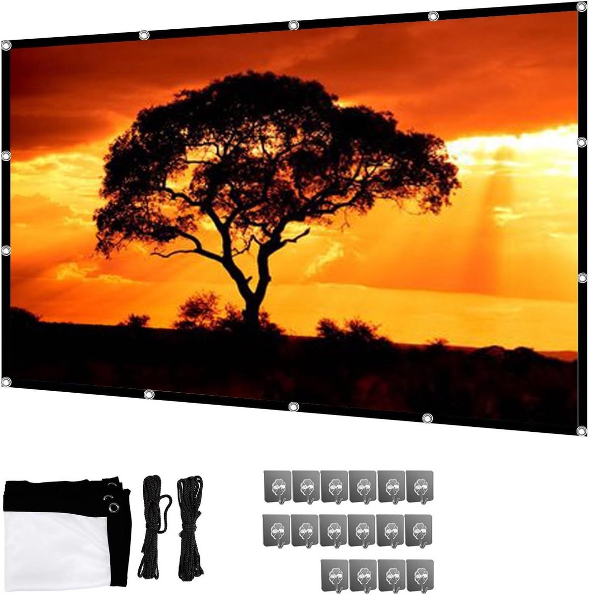 projectiescherm, 60-200 inch projectiescherm 16:9/4:3 wit met haken en koorden(0.672916667,60 inch screen)