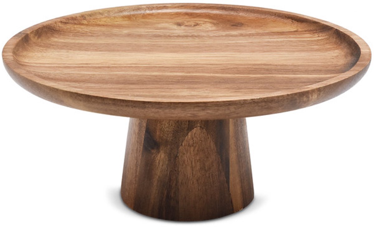 LUMA Acaciahouten Serveerschaal op Voet – Ø 25 x 11 cm – Houten Etagère voor Hapjes, Fruit & Decoratie – Bruin