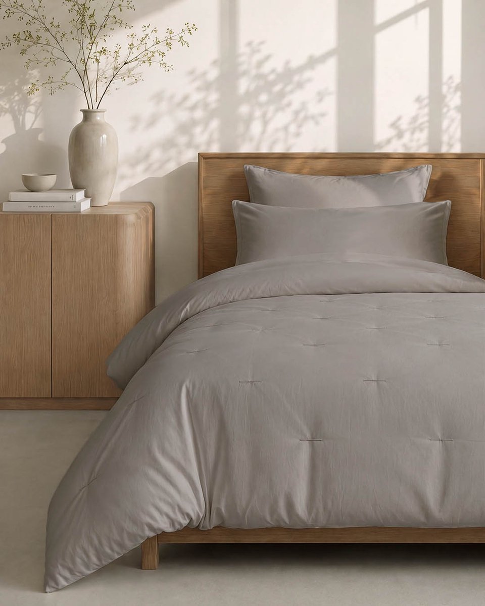 HOOMstyle Wasbaar dekbed zonder overtrek - 140x220 1 persoons met 1 kussensloop - Taupe