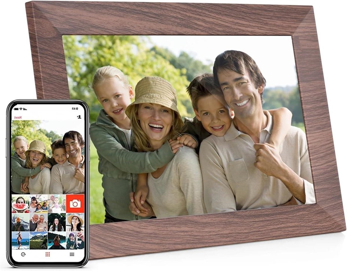 Digitale Fotolijst - Foto Weergever - Foto's Delen - WiFi Connectiviteit - 101 Inch - Bruin