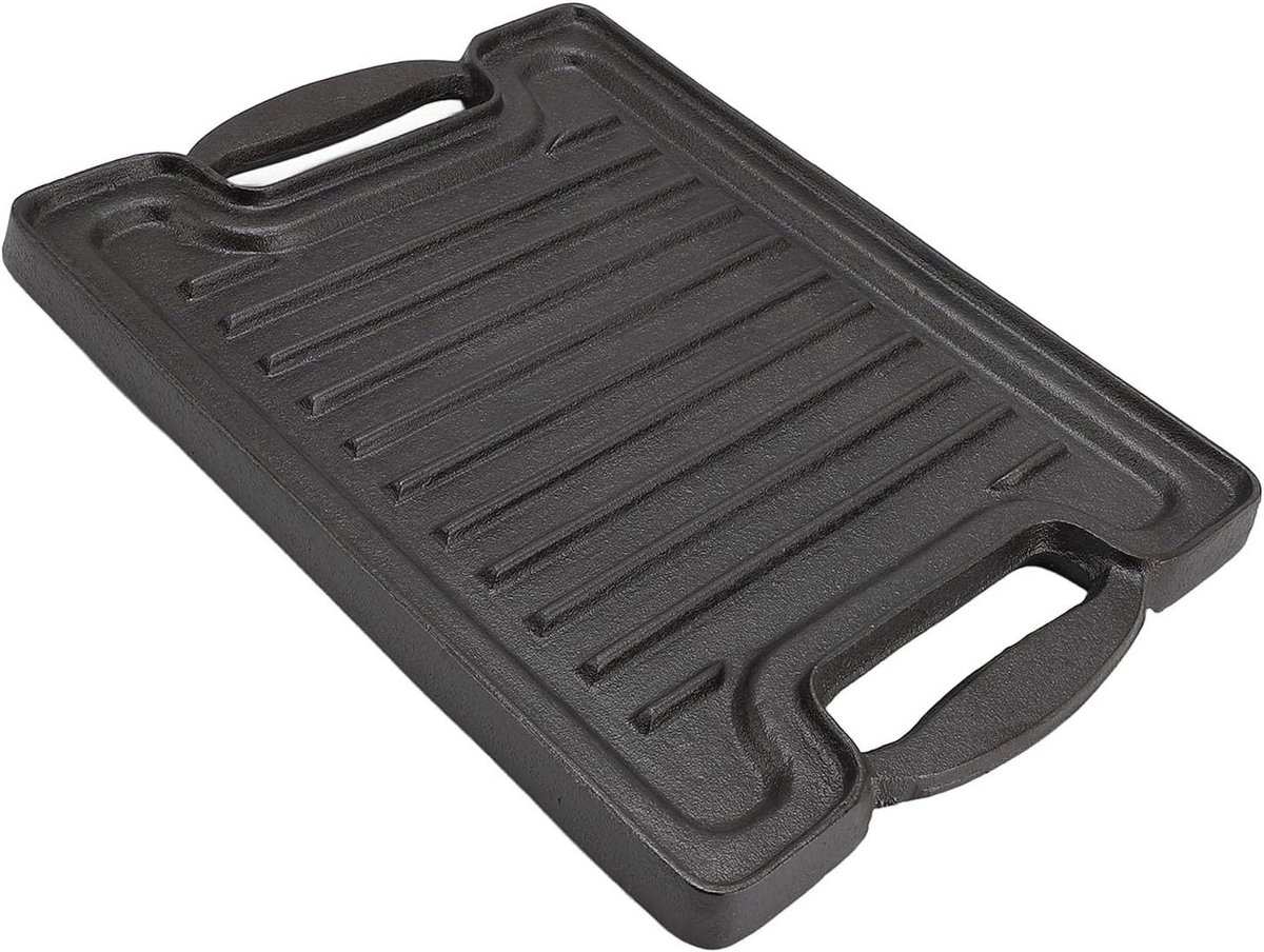 Gietijzeren Grillplaat - Bakplaat BBQ - Buiten Koken - Gelijkmatige Warmte - 36x36 cm - Zwart