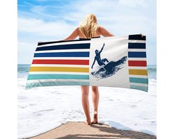 Surf Beach Towel 70x150cm Beach Towels Oversized Microfiber Stripe Beach Towel for Adults Kids Quick Dry Sand Free Lightweight Soft Pool Towels for Travel, Swimming, Camping